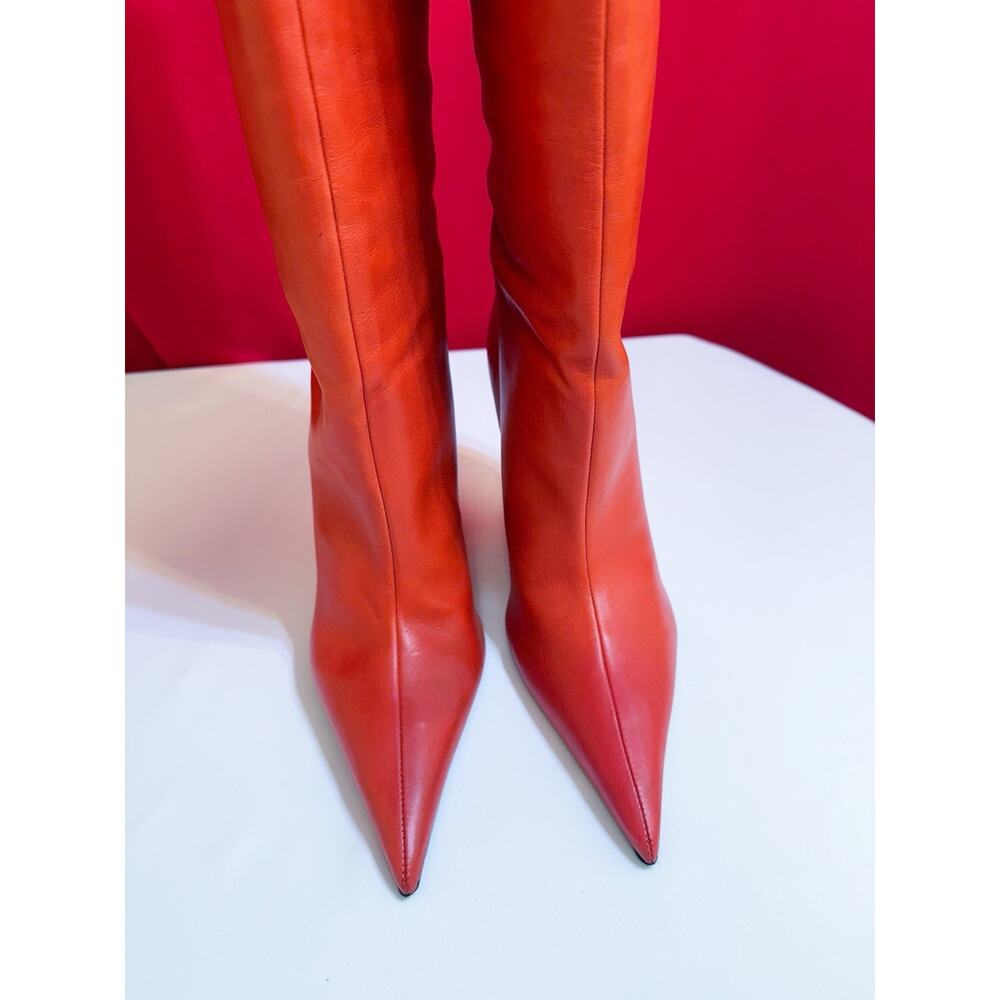 Sz 9 ❤️ Schutz Women’s Siena Knee Boot in Red Flame Genuine Leather Pointed Toe - Picture 12 of 14